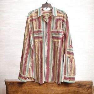 The Territory Ahead XL Aztec Casual Cotton Button Down Shirt w/ Elbow Patches
